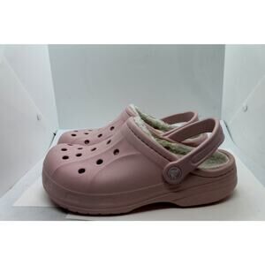 Crocs Adult Pink Faux Sherpa Lined Classic Clogs sz Womens 8 / Mens 6